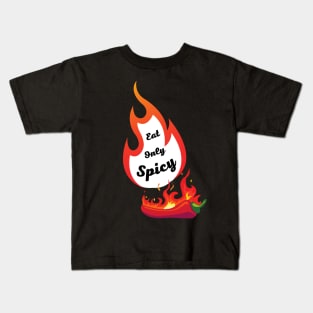 Eat Only Spicy Fire Red Chili pepper Kids T-Shirt